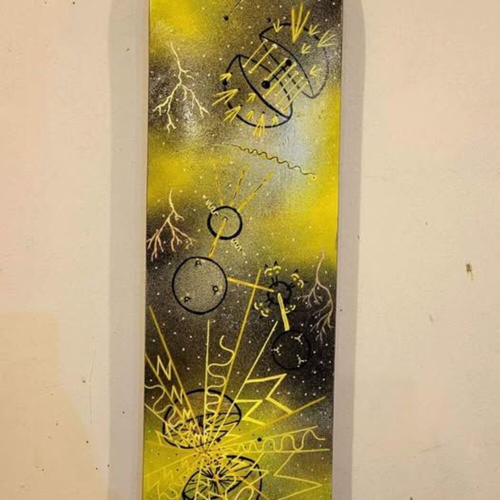 Skateboard Deck abstract space Painting Yellow Wall mount